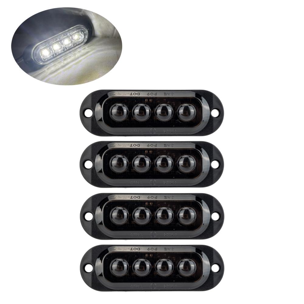 4PCS 12/24 Volt Side Marker Lights LED Smoked Lens Amber 4LED Side Markering Truck Light Boat Trailer Indicator Signal Light