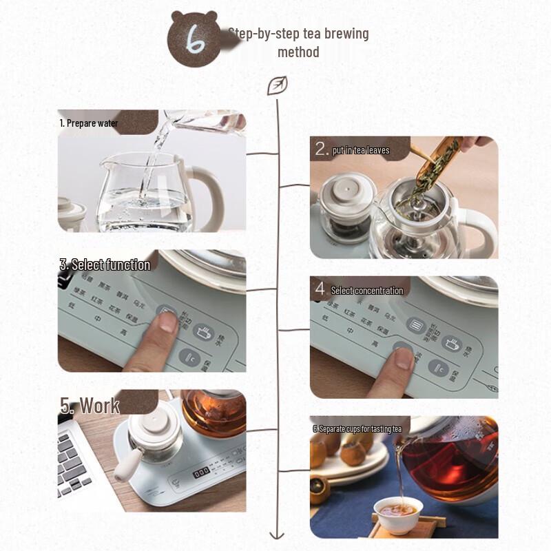 Bear 0.8L Mini Electric Glass Health & Tea Maker Set CN plug (adapter included)