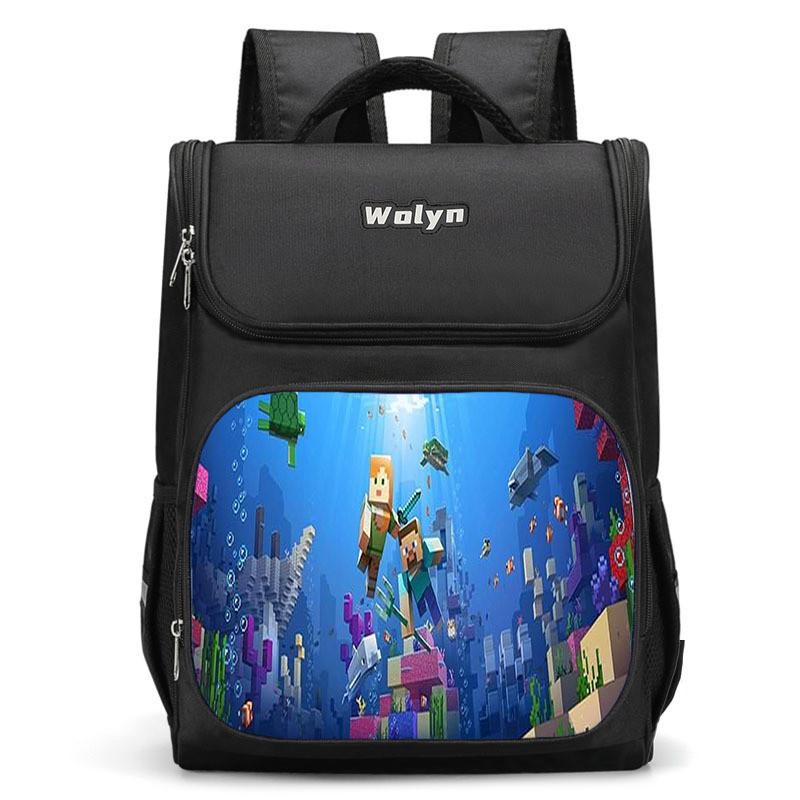 

My World Student Backpack Mc Large Capacity Lightweight Oxford Cloth Bag For School Style A,Small