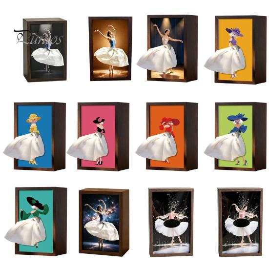 Schreibtisch-Taschentuchbox-Abdeckung Nussbaumholz-Box, mit künstlerischem Ballettänzer-Rock-Design, Nachttisch-Organizer Mehrzweck-Papiertuchhalter für Zuhause
