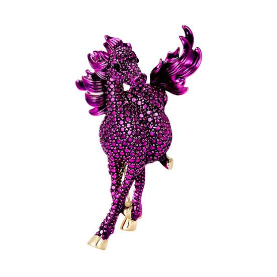 Retro Style Brooch Sparkling Rhinestones Inlaid Horse Theme Pin Clothes Hats Bags Badge Fashion Accessory