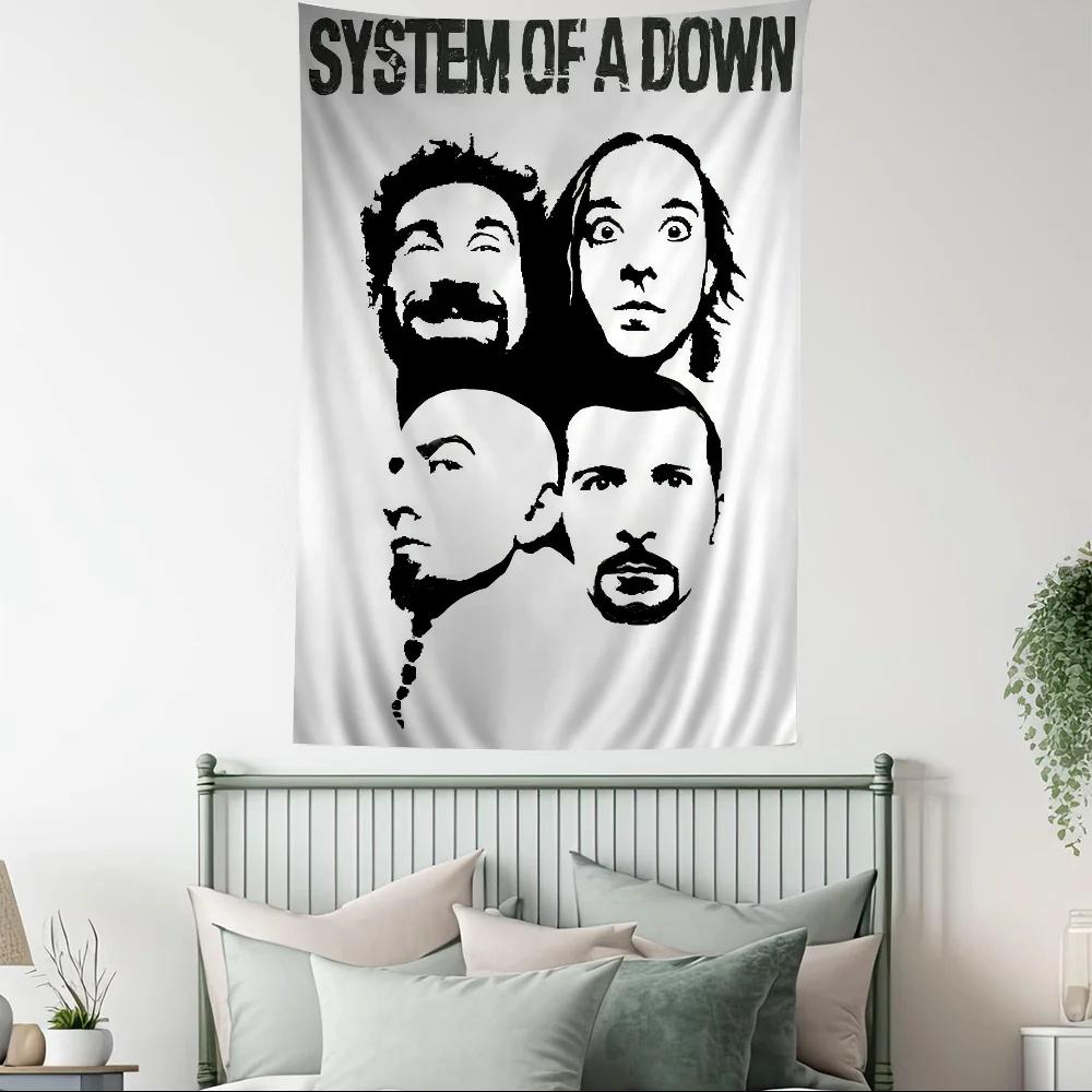 System of a Down Band Tapestry Rock Music Themed for Bedroom Living Room Decorative Stylish Durable High Quality for Music Fans