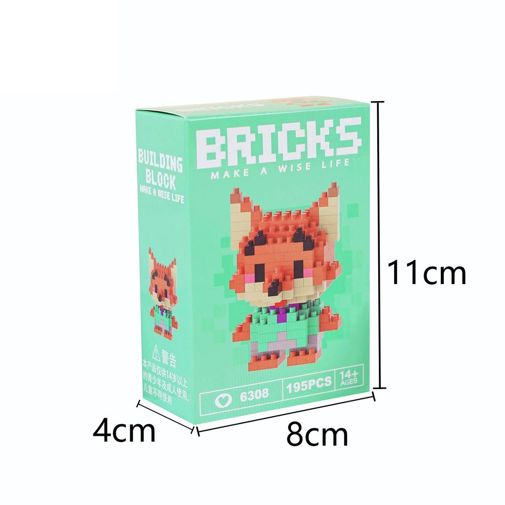 Zootopia Micro Diamond Building Blocks Cartoon Figurine Toy - Educational & Handmade
