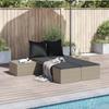Vidaxl Doppelliege mit Kissen, Hellgrau, Polyrattan