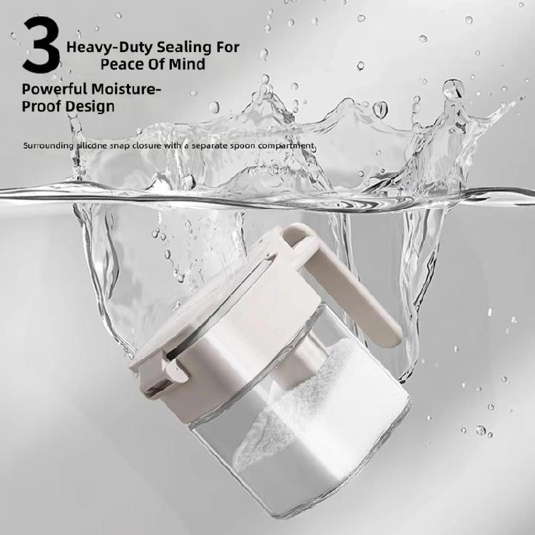 Condiment Jar Glass Spices Container with Lid and Spoon Airtight Seasoning Box Canister Pot Salt Pepper Sugar Bowl Gift
