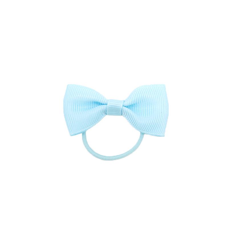 Children’s 2-inch Solid Color Ribbed Hair Tie with Bow – Girls' Flat Knot Elastic Hair Accessories