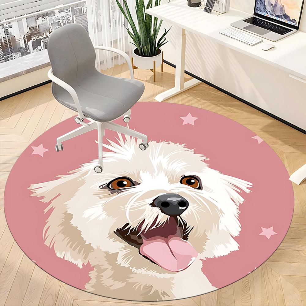 1pc Poodle Pattern Office Round Rug, Non-slip, Soft and Durable Office Rug for Interior Decoration, Perfect for Office,Decoration yy260204022