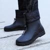 Men's Rain Boots Closed Rainproof Waterproof Medium Short Anti Slip Drawstring Rubber Boots Male Durable Garden Work Shoes