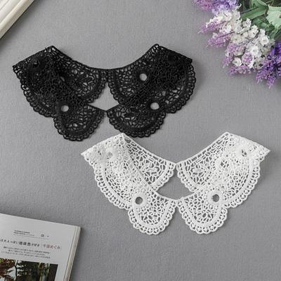 1 Pair Black White Lace Accessories Handmade DIY Fake Collar Water Soluble Lace Decorative Patch Clothing Collar Patch
