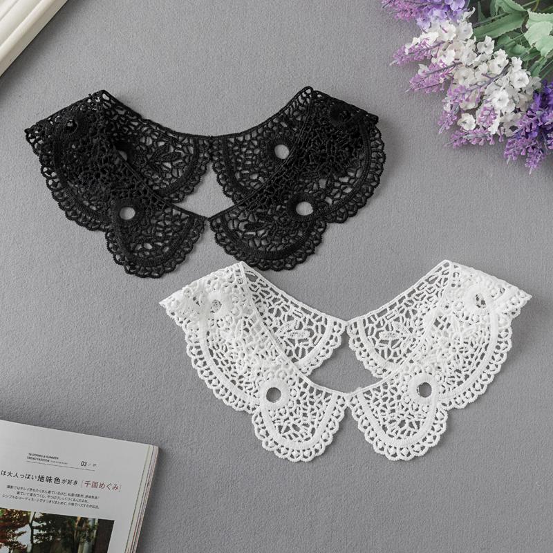 1 Pair Black White Lace Accessories Handmade DIY Fake Collar Water soluble Lace Decorative Patch Clothing Collar Patch