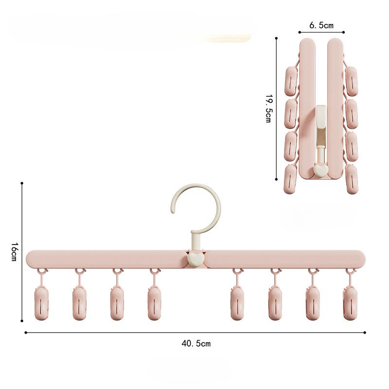 Folding Hanger with Multiple ClipsSeamlessAnti-slip Storage and Rotatable Sock Clips