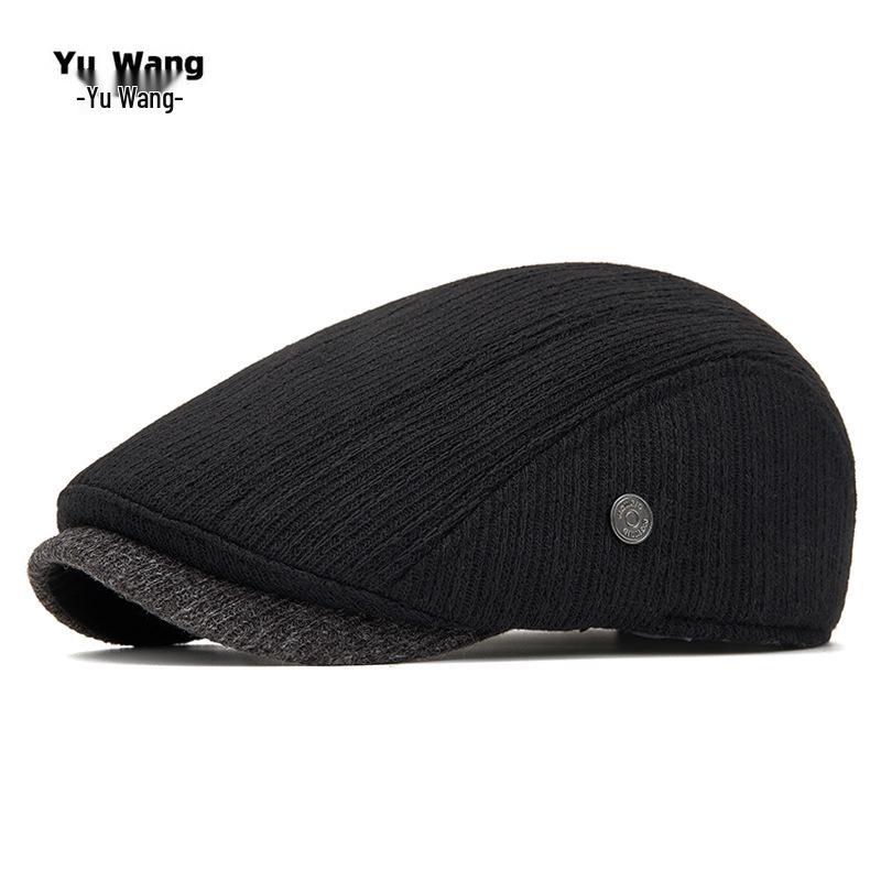 Men's Autumn & Winter Knitted Duckbill Cap with Velvet - Fashionable British Newsboy Beret