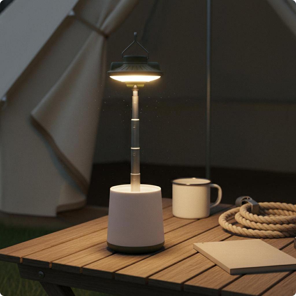 LED Tent Lantern Adjustable Height USBCharged Hanging Hook Telescopic Camping Lamp for