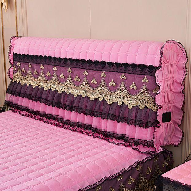 All-inclusive Short Plush Quilted Headboard Cover King Twin Size Lace Bed Head Cover Dustproof Bed Backrest Cover