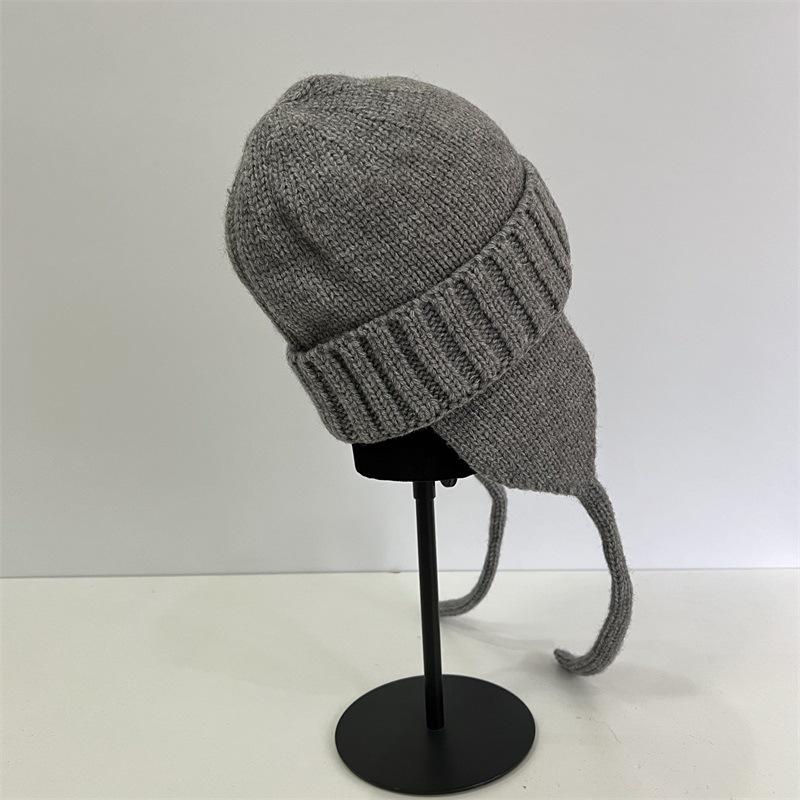Winter Face Small Lei Feng Hat Women's Knitted Wool Hat Winter Belt Cycling Flying Hat Thermal Ear Hat