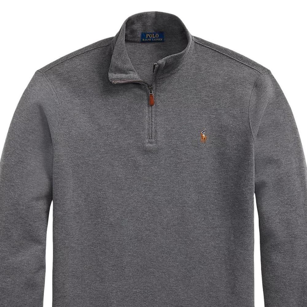 Polo Ralph Lauren Colorful Pony Logo Polo Collar Half Zip Sweatshirt Men Sweatshirt Charcoal-Gray 710671929-037