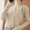 Women's Slimming Round Neck Knit Cardigan: Early Autumn Outerwear, Simple Inner Layer Jacket