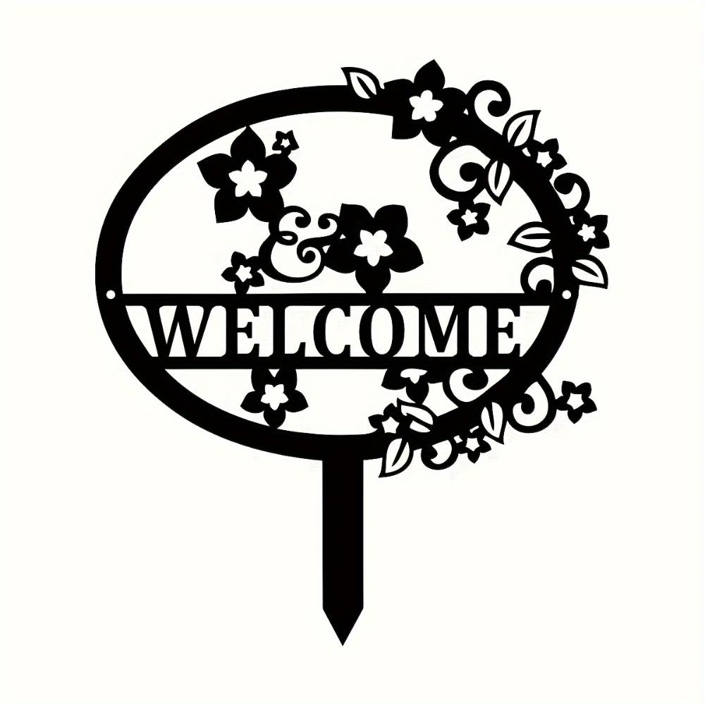 Rustic Metal Welcome Garden Stake Floral Yard Decoration Outdoor Plant Ground Stake for Thanksgiving