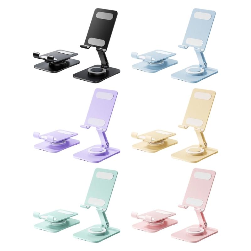 360 Rotating Double Height Adjustable Phone Stand Foldable Tablet Holder With Anti Slip Silicone Base For Multiple Devices