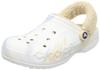 Crocs Baya Lined Fuzz Strap Marble Clog Sandals, White/Multi, 22cm