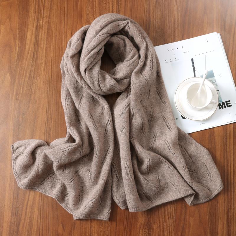 100%Wool Long Scarf For Women Winter Autumn Knitted Minimalist Larger Wrap Warm Soft Cashmere Pashmina Shawl Neck Warmer60x190cm