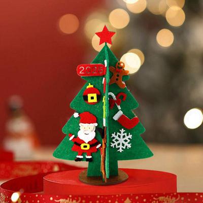 Mini Filz-Weihnachtsbaum DIY Handgemacht Weihnachtsbaum Bastelarbeiten Kindergeschenke Neujahr Navidad Party Ornamente 2025 Heimtischdekorationen