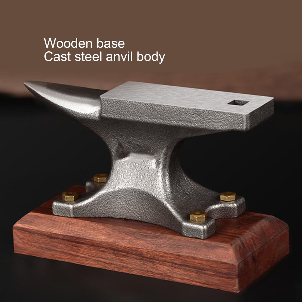 Mini-Hufschmiedamboss Holzsockel Gusseisenamboss für Schmuckherstellung Metallschmieden Hämmern Einzelhornamboss