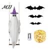 Batteriebetriebene LED-Geisterdekoration Halloween Schwingender Geister-Hängeornament mit Lichterkette für Außendekoration, Verstellbare Horror-Themen-Rasenfläche
