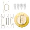 1 Set Metal Plate Spring Hanger with Wall Mount Hook Clear Protector Invisible W-shape Adjustable Round Rectangle Square Ceramic Decorative Plate