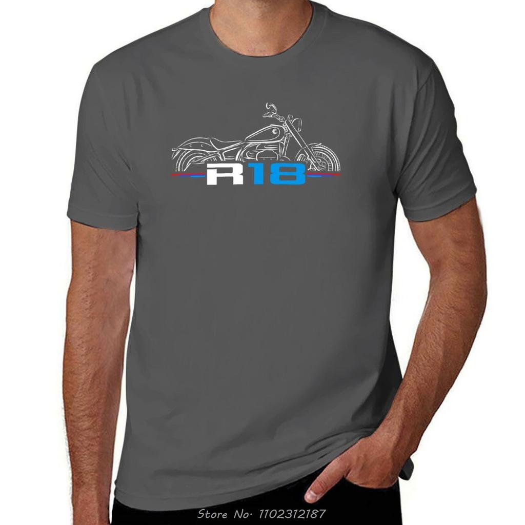 Motorrad R 18 2021-2024 Für Fahrer T-Shirt Mode Sommer Kurzarm Baumwolle Fitness T-Shirt Herren Lässig Übergroßes T-Shirt