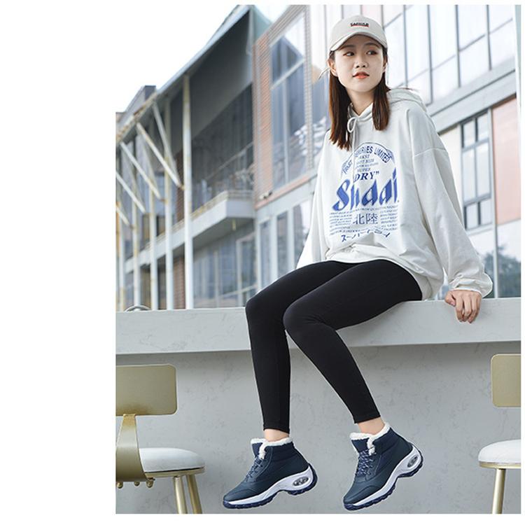 Damesko Vinter Pluss Luftpute Snøstøvler Fritid Semsket Snøring Varm Mellomhøy Bomullssko Stor Ensfarget