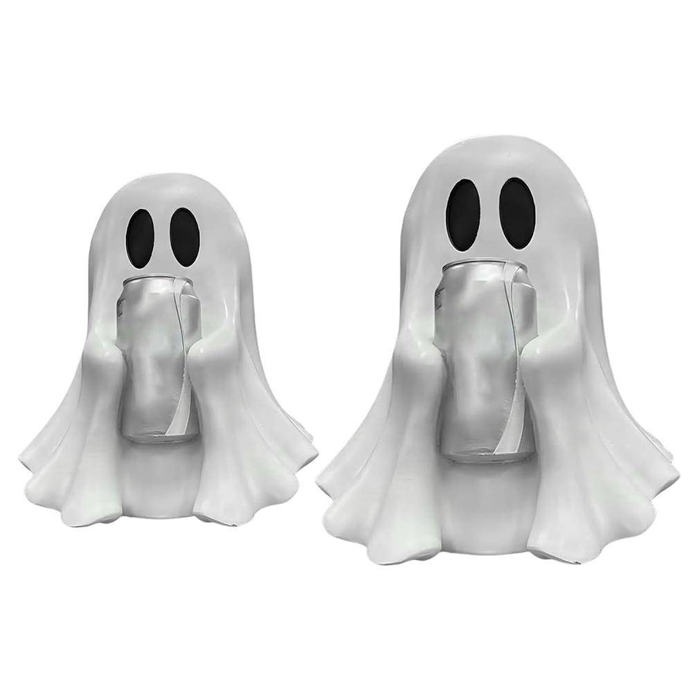 Ghost Drink Holder Halloween Ghost Can Holder for Coke Soda Spooky Cans Desktop Resin Ornament for Indoor Home Decor 15cm/25cm
