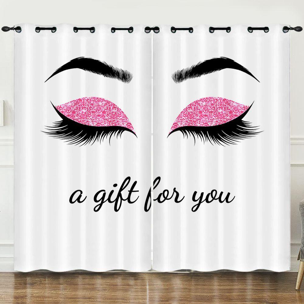 Curtains, Heavy Makeup, Long Eyelashes, Digital Printing, Blackout Curtains, No Punching