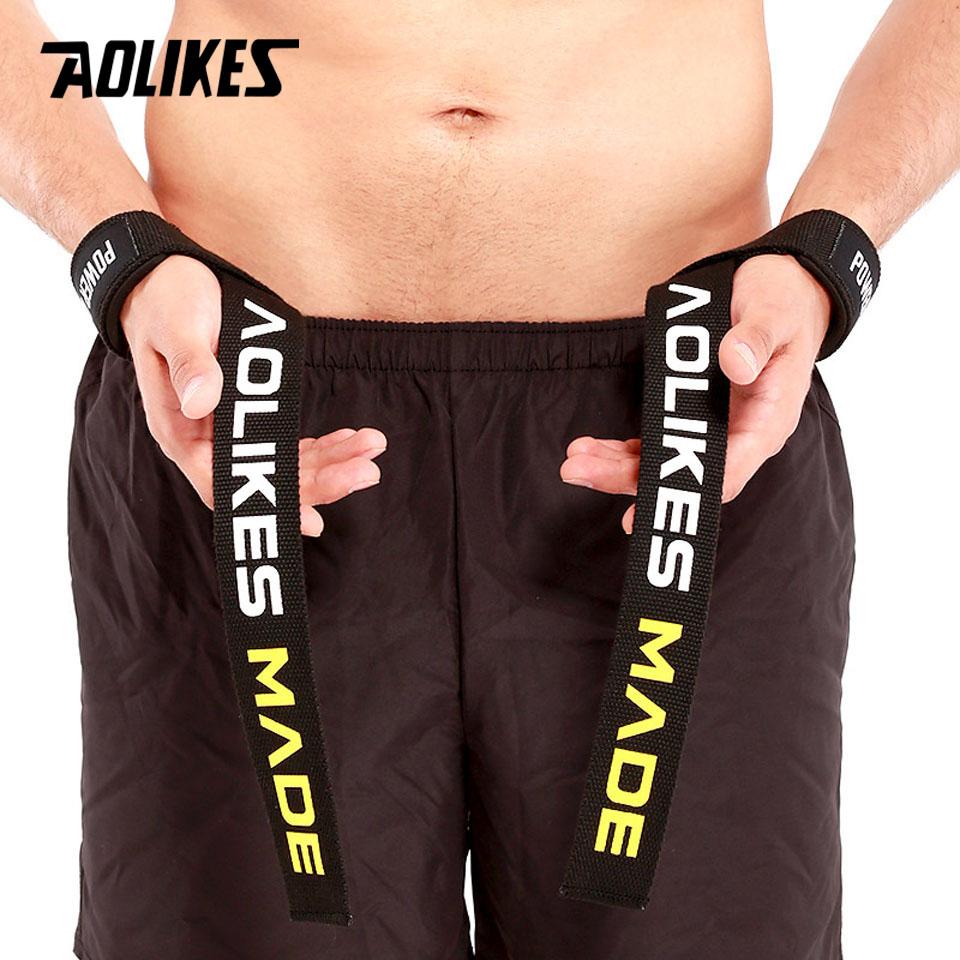 Aolikes 1 Pair Weight Lifting Wrist Straps Fitness Bodybuilding Training Gym Crossfit Lifting Straps With Non Slip Flex Gel Grip