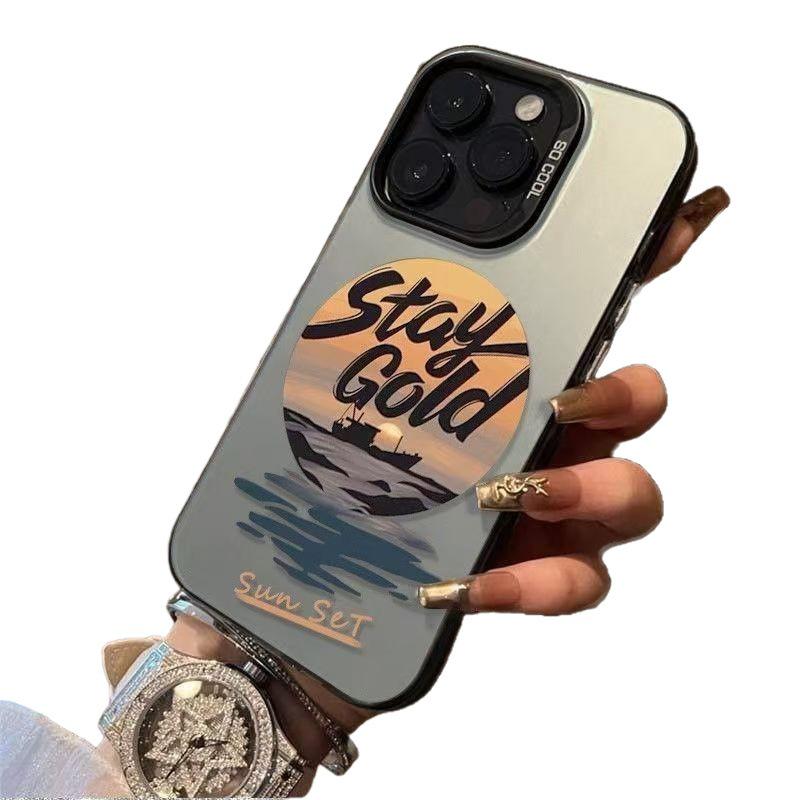 Sunset Silver Shell Case for Apple iPhone 15/16/17 Pro and 12/13/14 Pro Max