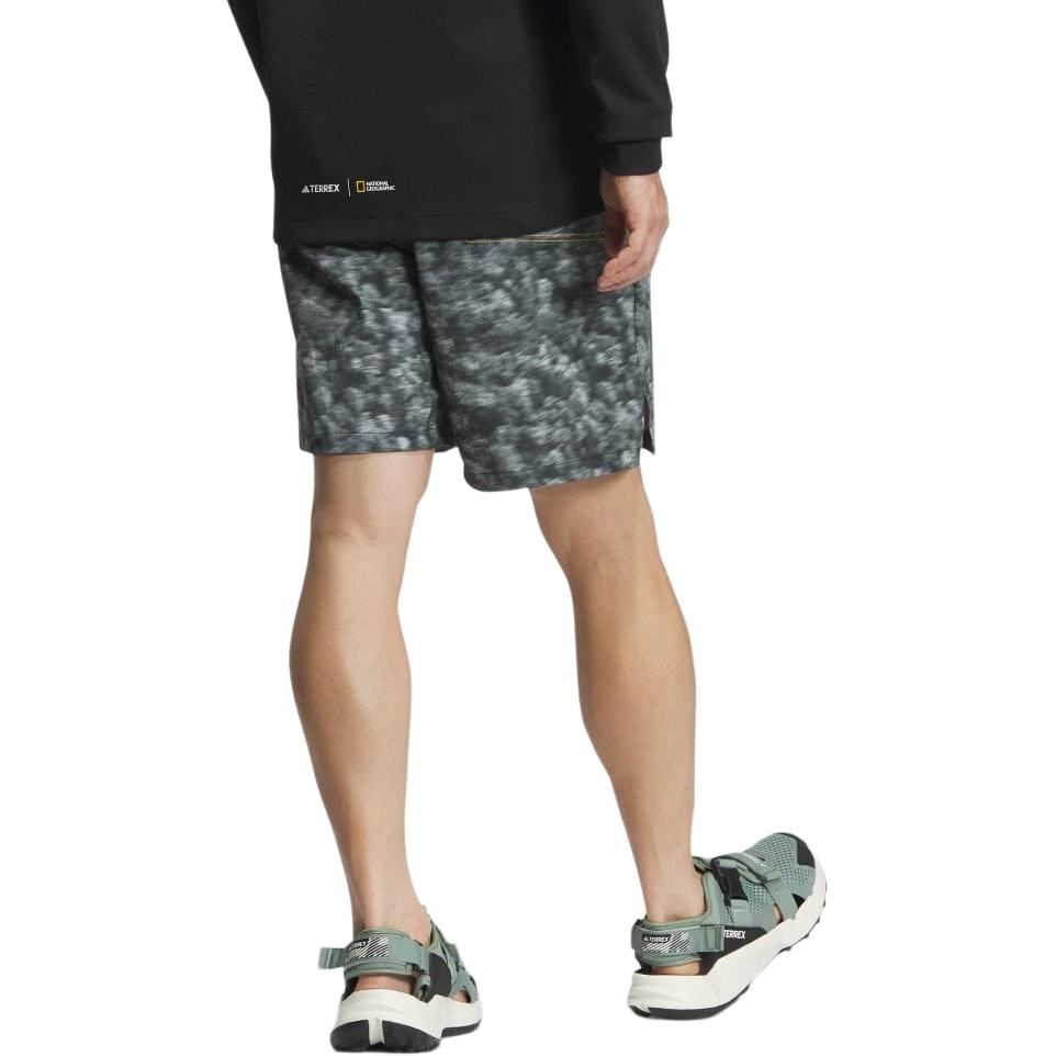 Adidas Multicolor Allover Print Elastic Waist Short Embroidered Design Casual Shorts Men Shorts Gray IS9517