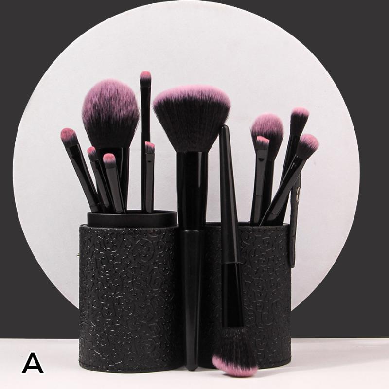 12Pcs Professional Makeup Brush Set Soft Synthetic Hair Brushes With Powder Puff For Foundation Powder Eyeshadow Travel Tools