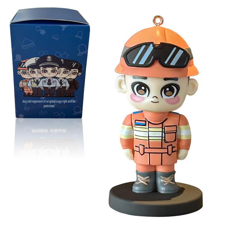 Cartoon Police Officer Keychain - Security, Traffic, Fire Service Commemorative Gift