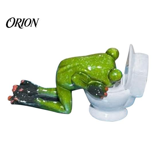 Niche Personality Ornaments Drunk Frog On The Toilet Decor, Funny Sculpture Tabletop Realistic Statue Cute Resin Desktop Ornament for Home Office Desk