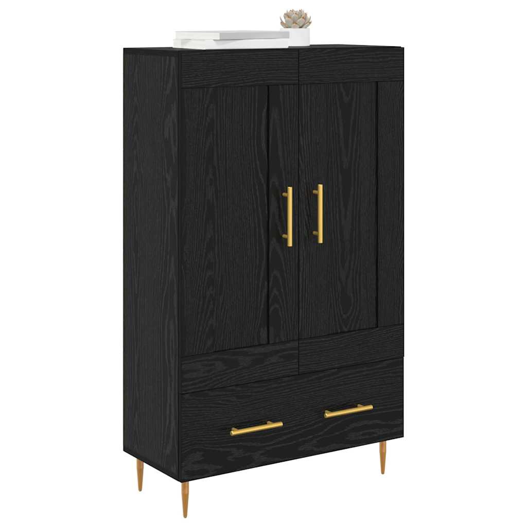 Highboard in Black Oak Look 69.5 x 31 x 115 cm Engineered Wood