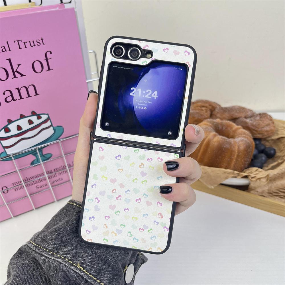 Cute Cartoon Love Heart Case for Samsung Galaxy Z Flip 6 4 3 Glitter Ultra Slim Shockproof Ins Korean Cover for Samsung Flip6