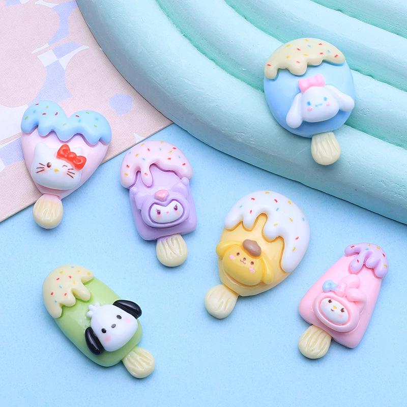 Glossy Animal Ice Cream Cartoon Resin Hair Clip DIY Ornament Accessories