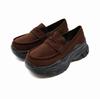 Vivian Women's Platform Loafers with Volume Sole, V5343AL, Brown Suede, Size M (23.0-23.5)