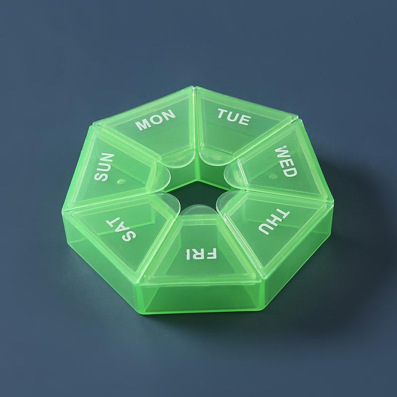 Seven-Day Transparent Pill Organizer - Portable, Colored, Weekly Medicine Storage Box