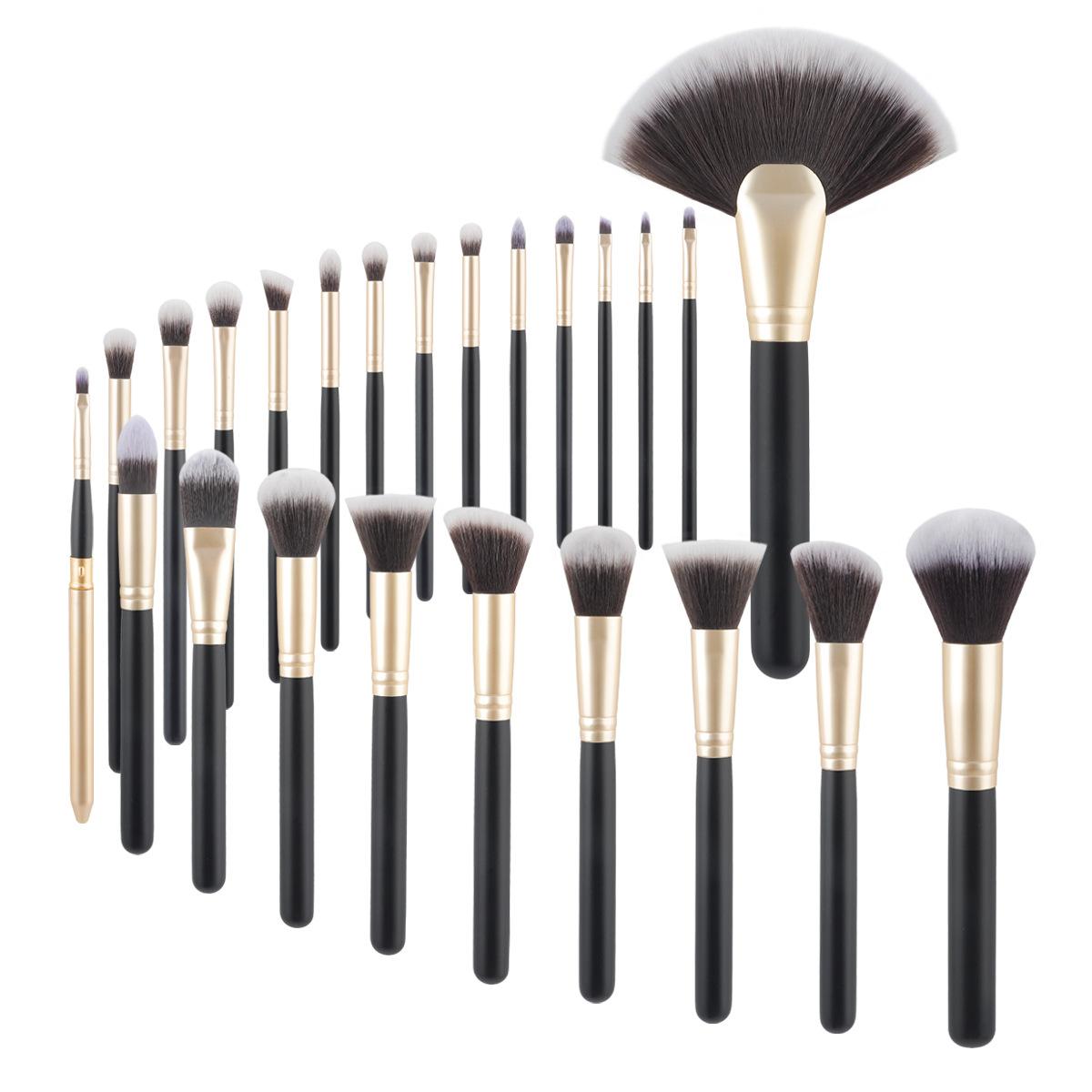 

24 black gold matte makeup brush set, high-end makeup artist special beauty tool PU