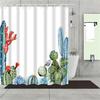 Tropical Cactus Plant Pineapple Shower Curtains Bathroom Curtain Cortina Ducha Frabic Waterproof Polyester Bath Curtain