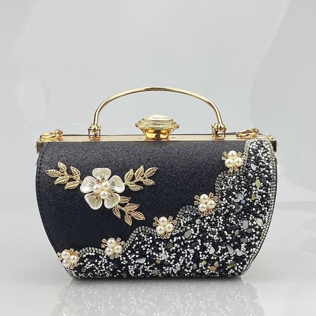 New Arrival Flower Crystal Wedding Bridal Clutch Purse Luxury Designer Women'S Dinner Party Cocktail Handbags Diamond Bags