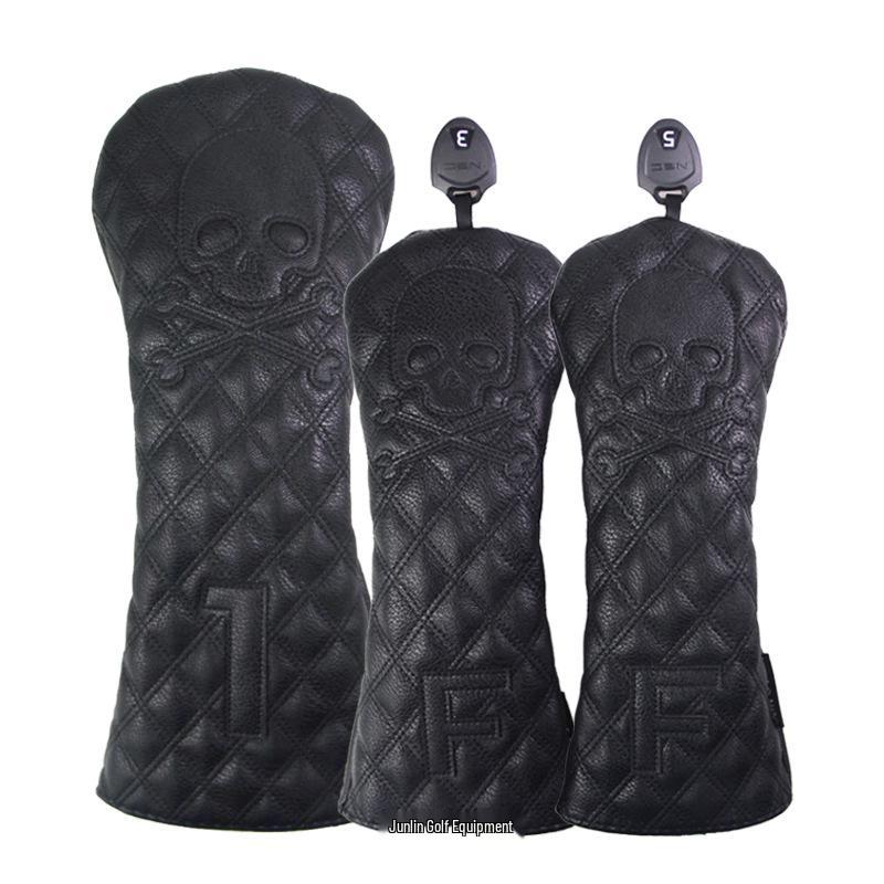 Diamond Skull Head Waterproof Golf Club Cover: Protects 1/3/5/UT Woods