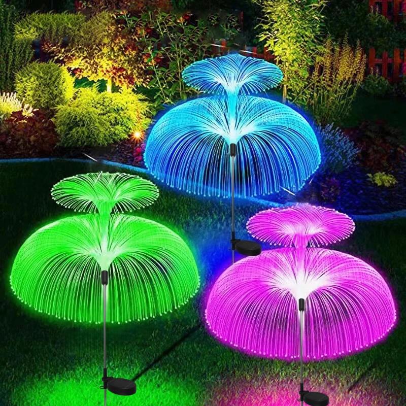 1PC Solar Optical Fiber Jellyfish Light Outdoor Waterproof 1/2/3/5 Layer  for Pathway Outside Pathway Lawn Patio Outside Decor