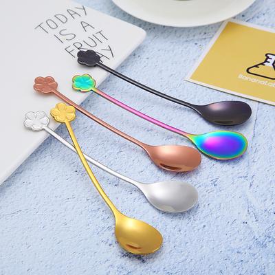 1Pcs  Coffee Spoon Stainless Steel Clover Design Scoop Stirring Rod Portable Eco-friendly Anti-rust